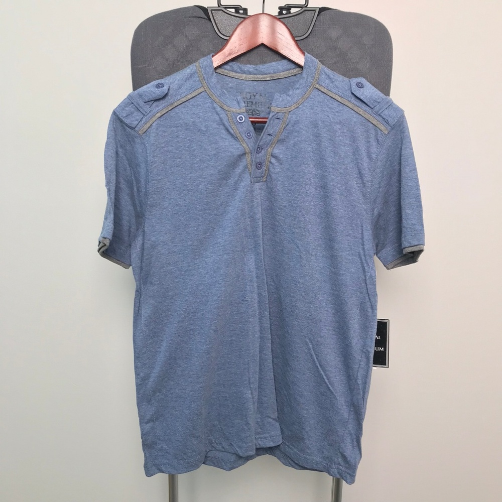 Men's Ash Blue V Neck Short Sleeve T Shirt 840